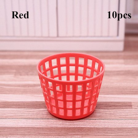 10 stk Dukkehus Oppbevaringskurv Søppelbøtte RØD
