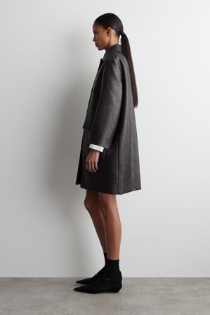 COS Płaszcz Jednorzędowy Z Bawełną Strukturalną in Szary