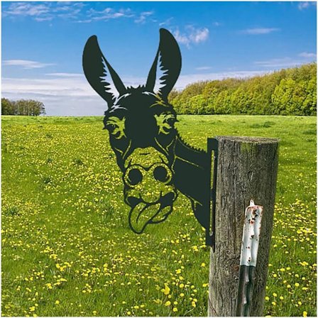 Metall Esel Hagepynt til Gjerder Utendørs Dekorasjoner Hjem Esel Dyr Hagedekor Skulpturer Rustet Støpejern Silhuetter Tre Gård Vegg