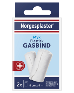Norgesplaster elastisk gasbind 8 cm x 4 m 2 stk