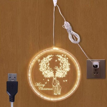 Julevindueslys Dekorationer, Juledekoration LED Lille Lanterne Hjem Dekoration Festlig Rum Arrangement (Elg) - USB Type