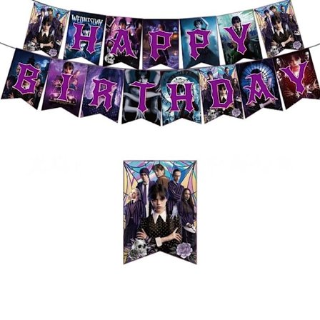 Wednesday Addams Bursdagsbanner Fest Bursdagsutstyr Romdekorasjon