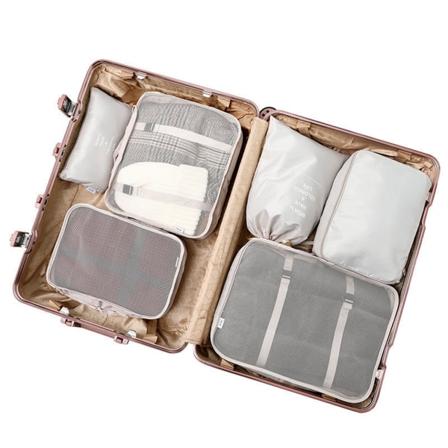 Reseförvaringsväskor Bärbara Vattentäta Reseplaggpåsar För Kläder Skor navy blue eight piece set