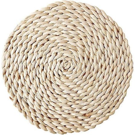 Rund rottingbrikke, pi de mas tiss-mønster, sklisikker, vaskbar, varmebestandig, 20 cm