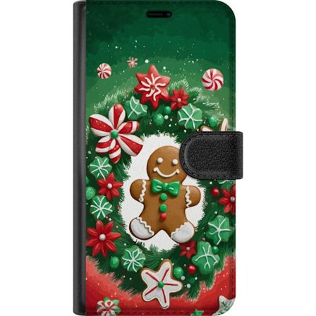 Kompatibelt Lommeboketui til OnePlus 12R Gingerbread Joy julemotiv med pepperkakemann og dekorert krans