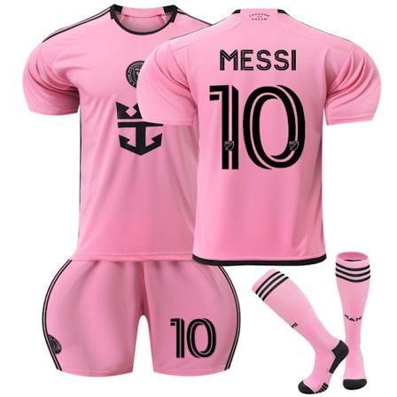 2425 Miami Hjemmetrøye Rosa 2 Borte Svart Nr. 10 Messi Barn Sports Fotballdrakt Home NO.10 With Socks 26