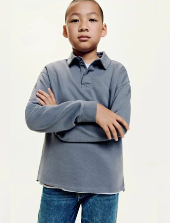 Mango Polo-Neck Sweatshirt - Blue - 5-6