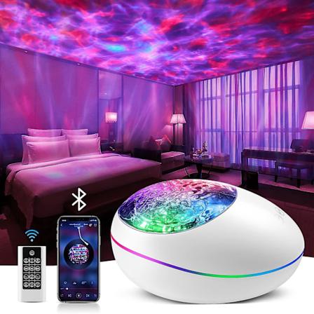 Galaxy Lysprojektor med Bluetooth Højttaler - 16 Farveskiftende Himmelstjerne Natlys til Soveværelse