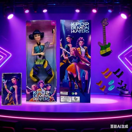 K-Pop Demon Hunters Chibi Figur Sæt | Søde Resin Dukker til Skrivebordet *Blåt hår med kort*