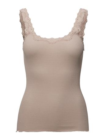 Silk Top W/ Lace T-shirts & Tops Sleeveless Beige Rosemunde
