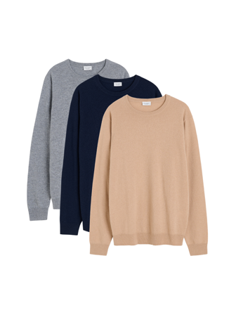 John Henric Men's 3er-Pack Kaschmirpullover Size