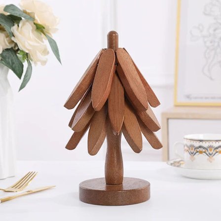 Træunderlag til varme retter, grydeunderlag i træ, træform, underlag til tekander, gryder