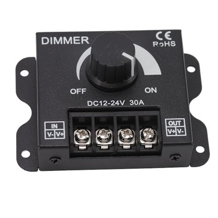 LED Dimmer Enkel Kanal PWM Lys Dimming Trinnløs Dimmerkontroller for 5050 3528 Enkelfargede Lysstriper DC 12V‐24V 30A