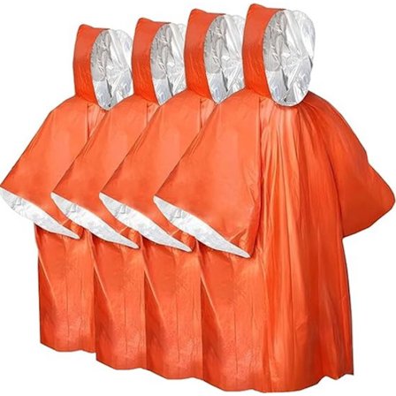 Vanntett overlevelsespledd - nødpledd - 130cm x 100cm - vanntett - vindtett - termisk nødpledd - redningspledd 4-pakning - oransje