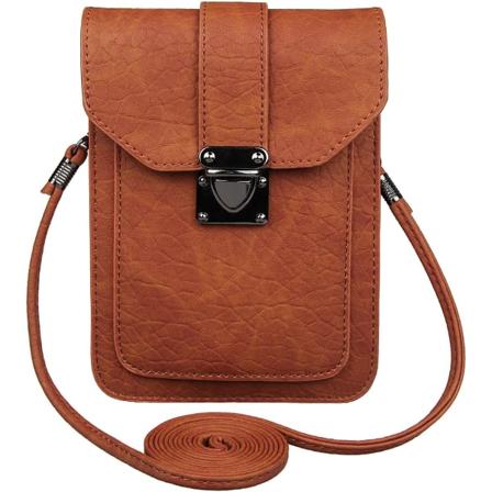 rizon TM SR Stilren PU-läder Crossbody Enkelsidig axelväska Mobiltelefon Väska för iPhone X/8/7/7plus/6s/6plus, Samsung S6/ Brun