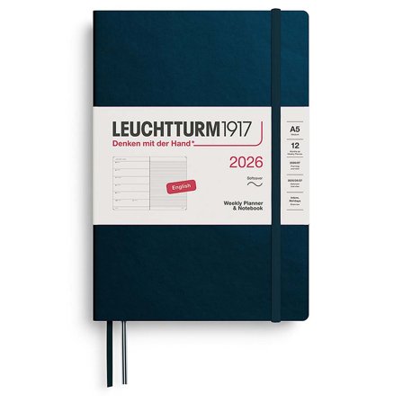 Leuchtturm1917 Calendrier Weekly Planner & Notebook 2026 A5 Soft Cover Deep Sea