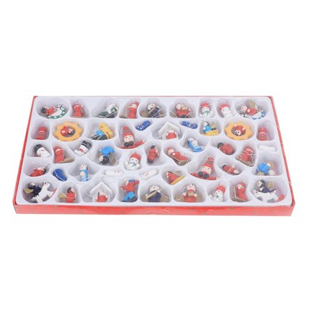 48 stk. juletrepynt i tre, dukkedekorasjon Y1157