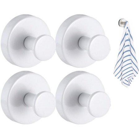 ING Koukut imukupilla 4 kpl Tehokkaat imukoukut Uudelleenkäytettävät imukuppiripustuskoukut Vedenpitävät imukuppikoukut ja valkoiset