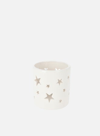 Telysholder m/stjerner - hvit