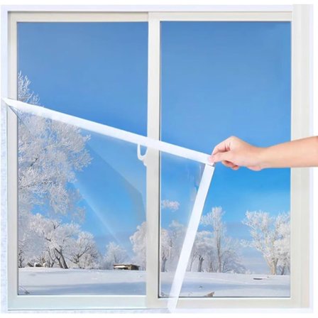 Termisk isolerende vinduesfilm, vintertæt trækstopper, energibesparende varmekrympelig forsegling, hvid, 100x140 cm
