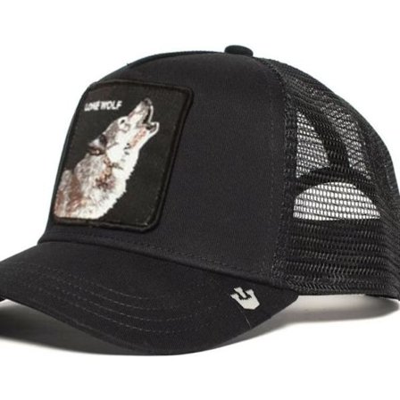Broderad Djurmönstrad Mesh Keps, Snapback, Svart Varg - Perfekt svart Varg_tfrf