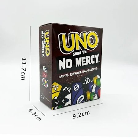 UNO No Mercy Kortspel – Brutal Version av UNO för Familj, Vuxna & Fest | Roligt Sällskapsspel med Extra Utmaningar