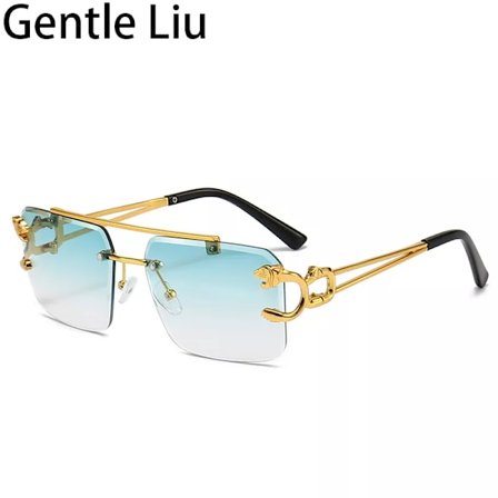 Vintage Fyrkantiga Bågfria Solglasögon Kvinnor 2022 Lyxmärke Ramlösa Solglasögon för Män Leopard Glasögon Lunette De Soleil Homme