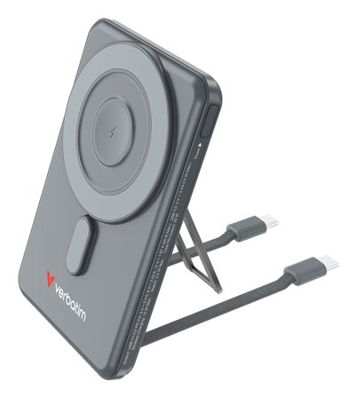 Verbatim Charge 'n' Go 2C Power Bank Magnetic Wireless 5000mAh Grey