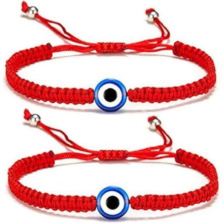 2-pakke Demon Eye Dobbelt Bold Blå Øje Ondt Øje Rød Håndlavet Fletning