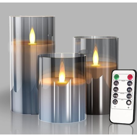 Glasbatteridrivna LED flamlösa ljus med fjärrkontroll och timer, äkta vaxljus varm färg flimrande ljus för festivalbröllopsfestinredning