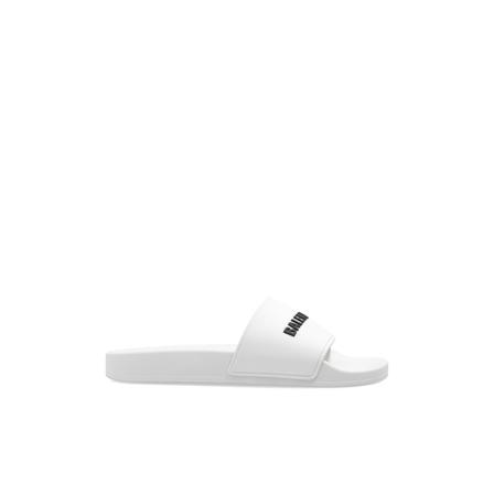 Balenciaga, Slides with logo Wit, Dames, Maat:40 EU