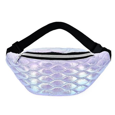 Laser Embossed Fashion Messenger Bag Sports Running Waist Bag Waterproof Mobile Phone Bag Purple