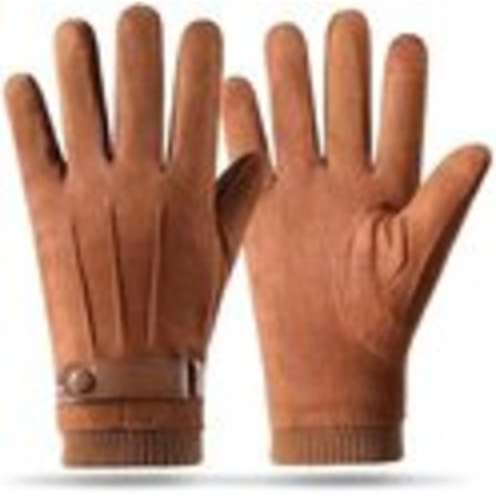 ING Vinterhandsker til mænd - Fortykket, varme, vindtætte touchscreen-handsker - Ideel til udendørs cykling, skiløb og biking - Brun One Size Fits All