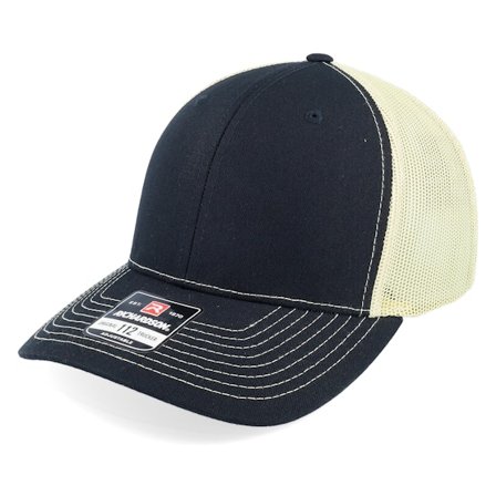 Richardson - Schwarz Trucker Cap - 112 Split Black/Vegas Gold Trucker @ Hatstore