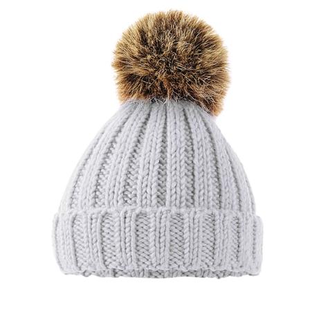 Beechfield Baby Pom Pom Chunky Beanie One Size Light Grey Light Grey One Size