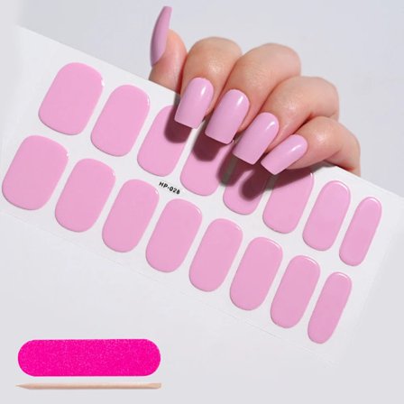 16 Tips Semi-Härdade Gel Nagelstickers Ren Färg UV/LED Lampa Gel Nagellack Wraps Långvarig Full Täckning Gel Sticker Nageldekoration##