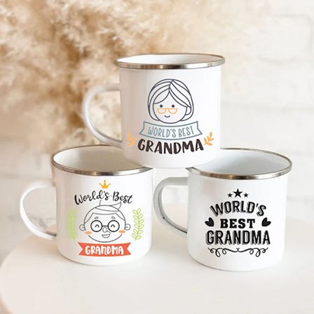 Mothers Day Gift For Grandmother Worlds Best Grandma coffee mug Grandma drink enamel mugs Granny Grandmother Birthday Gifts