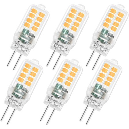 G4 LED-lampor 12V 3W, ej dimbara, 16*SMD 300LM varmvit 3000K, motsvarande 25W G4 halogenlampor, G4 LED-lampor för skåpsbelysning, 6-pack