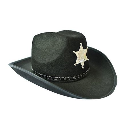 Cowboy Western Wild West Sheriff Hat Fancy Dress Halloween Party Costume (Svart)
