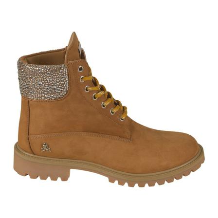 Philipp Plein, Boots Low Flat Crystal The Hunter Beżowy, Kobieta, Rozmiar: 37 EU