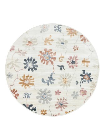 Dywan Wewnętrzny I Zewnętrzny Możliwość Prania Mały Blush Flower - Wielokolorowy (Pastelowy) Ø 150 W Stylu Klasycznym