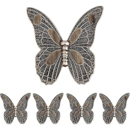 Sæt med 5 antikke sommerfuglformede vintage møbelknop dørhåndtag til skab skuffe VDE