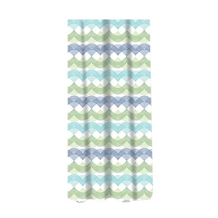 Sabichi Wave Print Duschdraperi Och Plastkrokar 180 x 180cm