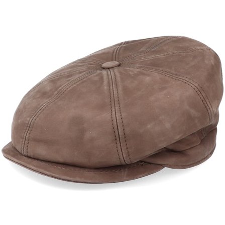 MJM Hats - Bruin flatcap Cap - Artist Blue Line Nappa Wax Dk. Brown Flat Cap @ Hatstore