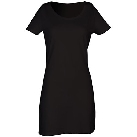 Skinni Fit Dam/Kvinnor Scoop Neck T-Shirt Klänning L Svart