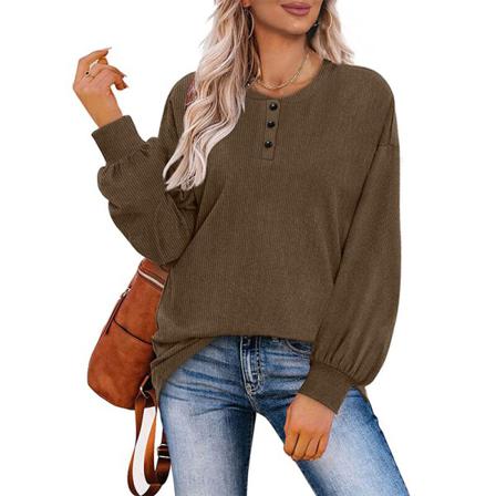 Enfärgad T-shirt För Damer Med Rund Hals