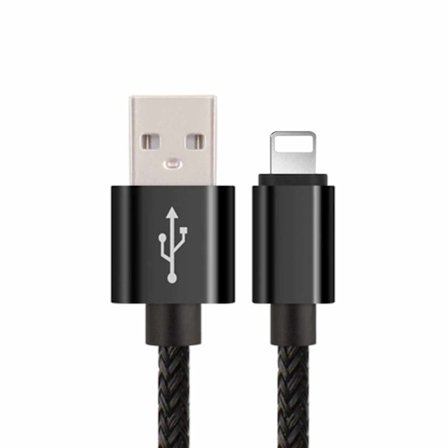 Extra Hållbar 1m Apple Lightning Quick Charge Laddkabel (Svart)