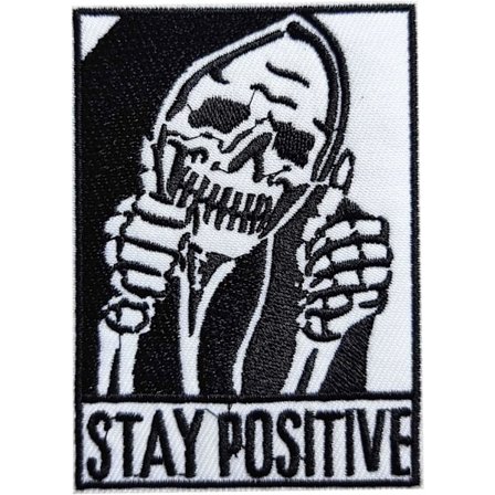 Hold dig positiv Tommel-op Skalle Stryge-på Sy-på Patch, Broderet Patch Emblem Badge til Tøj Huer Tasker Sko Rygsække Jeans