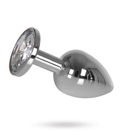 Analplugg med tyngd 145 g - Silver med Klar Sten - Vuxen.se - Buttplug, stora & små butt plugg