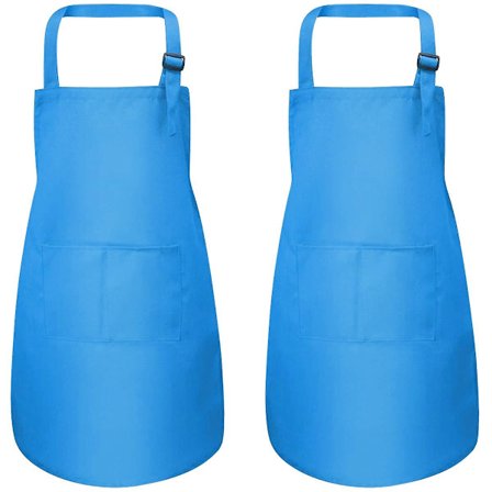 4 kpl Sininen Lasten Esiliinasetti, Pojat Tytöt Säädettävät Esiliinat 2 Taskulla, Lapset Kokki Esiliina Taapero (9-12-vuotias)